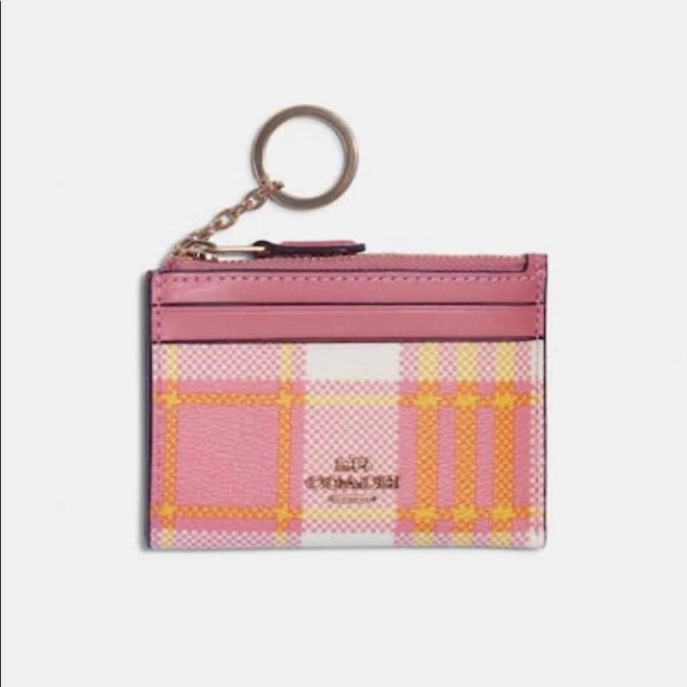 COACH Mini Skinny ID Case with Garden Plaid Print